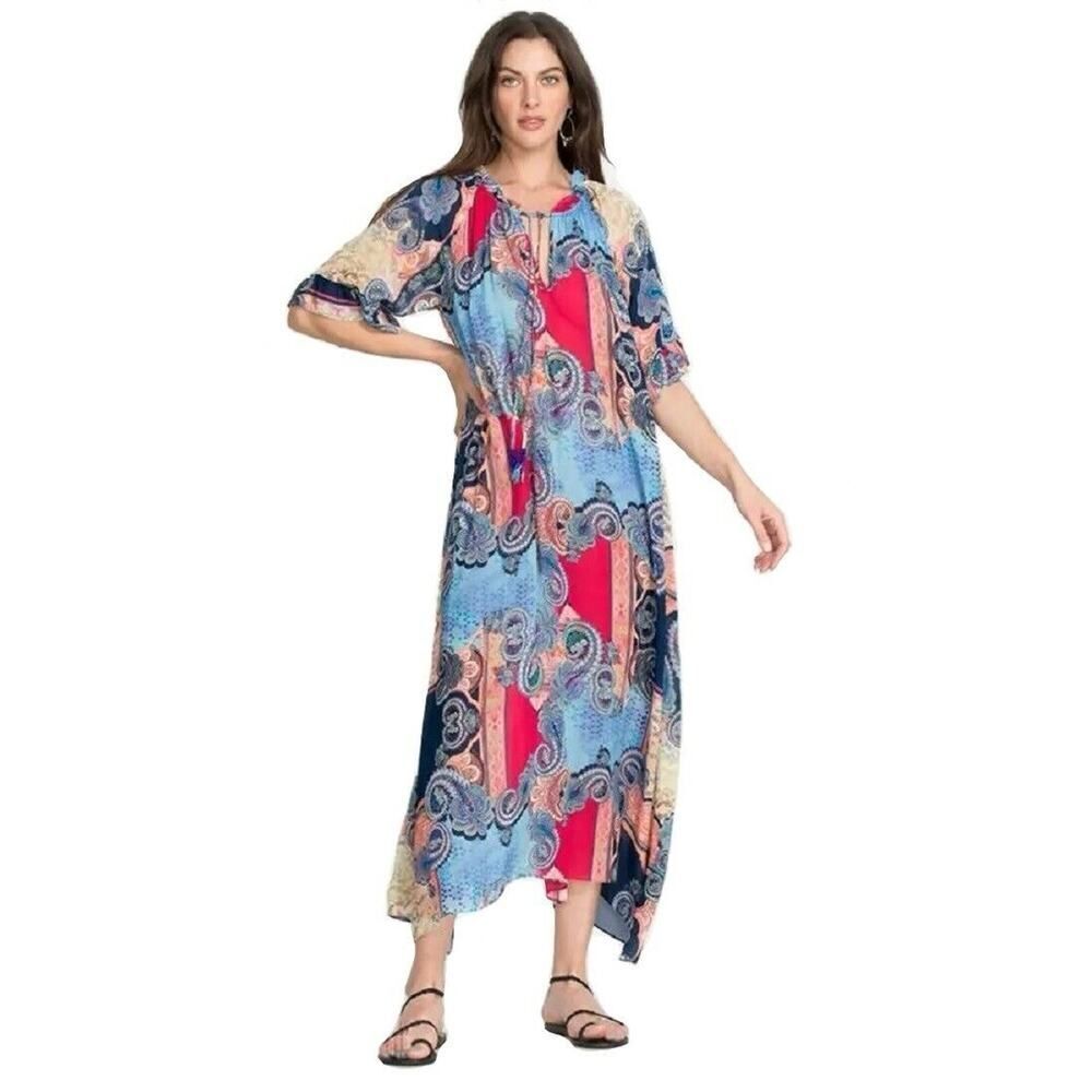 Johnny Was Cordelia Embroidered Midi Dress with Slip Lining Size Large